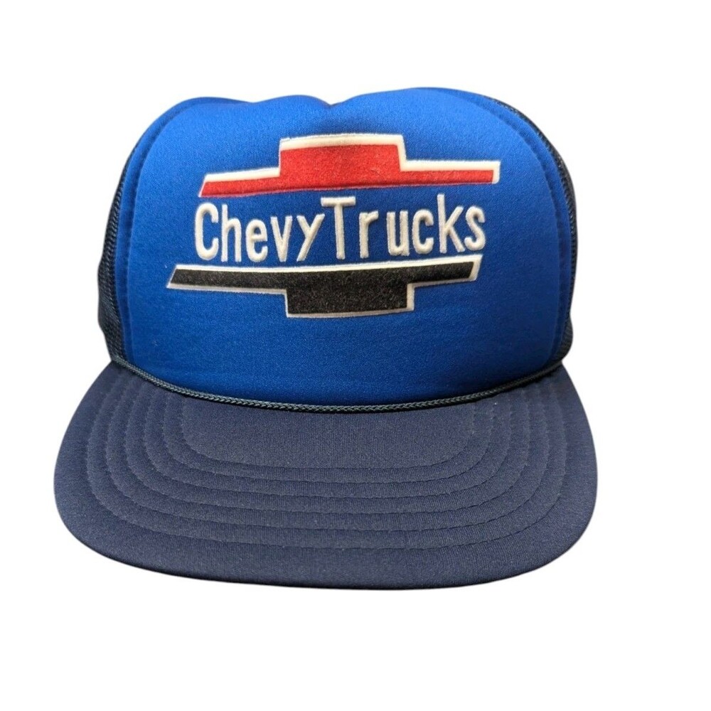 Vintage Chevy Trucks Hat Cap Trucker Snapback Adjustable Blue Foam Mesh Back